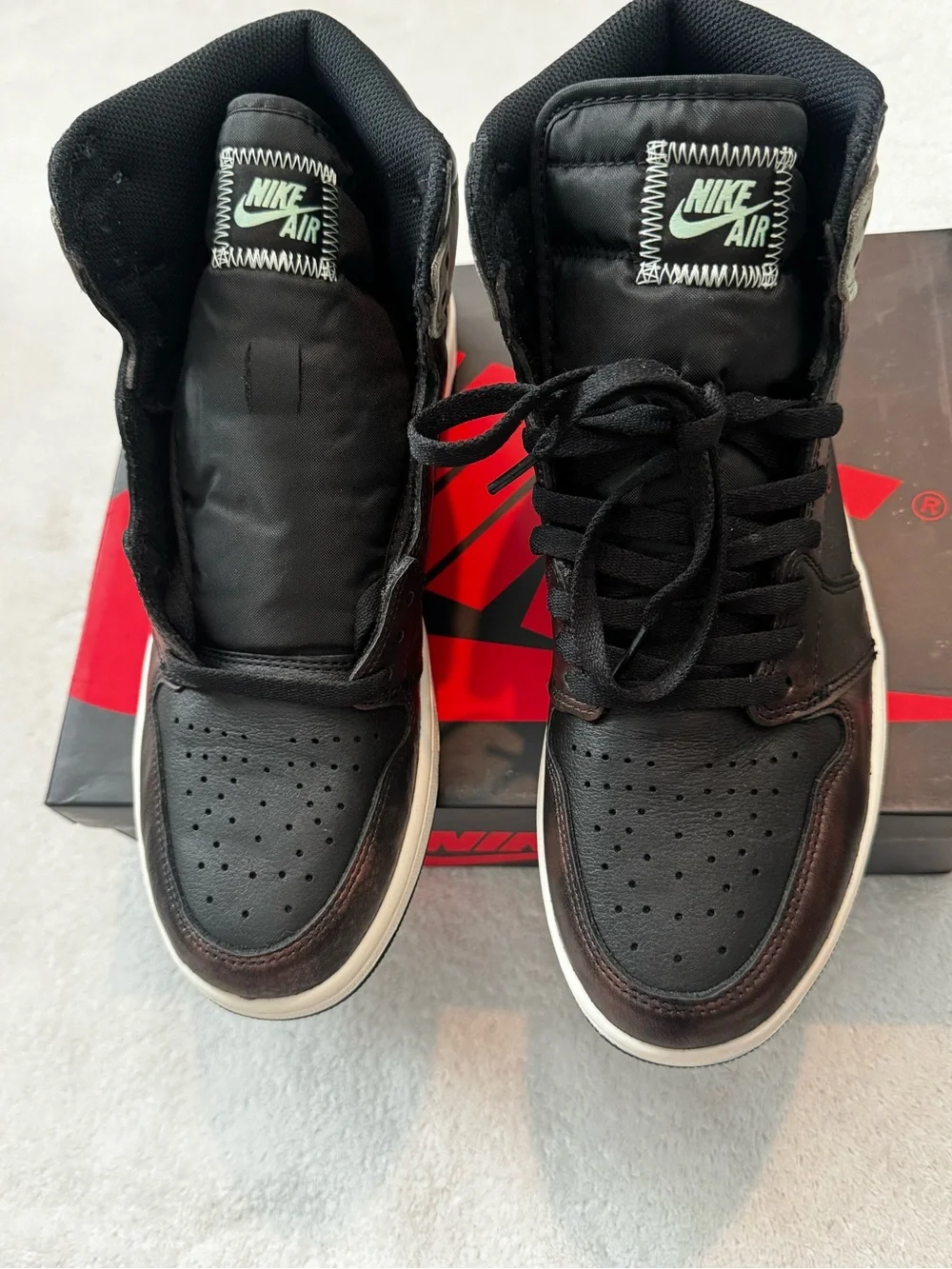 Jordan High-Top Sneakers in Black, Brown & Light Gray